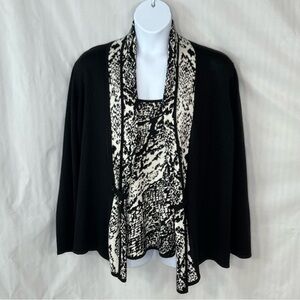Jones New York Black & White Sweater Set Cardigan & Sleeveless Top 2X
